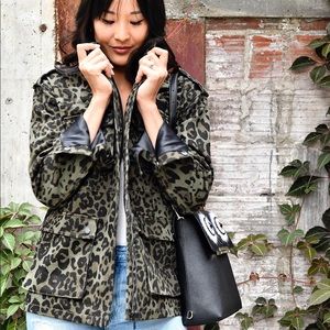 Camo and leopard print cargo jacket